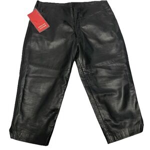 Jamin Lamb Leather Black Capri Pants Woman 8 Pockets Moto  Retro Grunge NEW